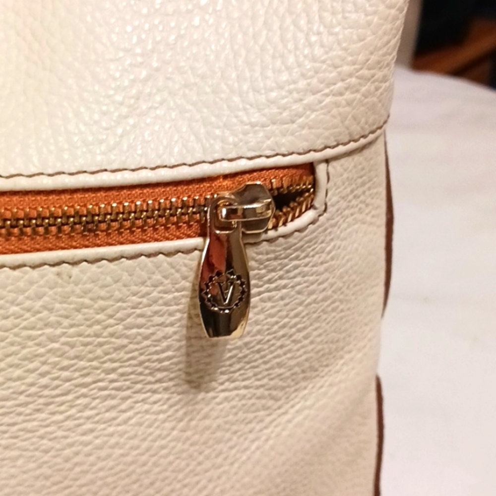 Valentina Cream and Brown Leather Crossbody Bag - Picture 6 of 11